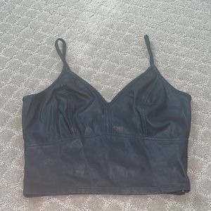 BLACK LEATHER TOP